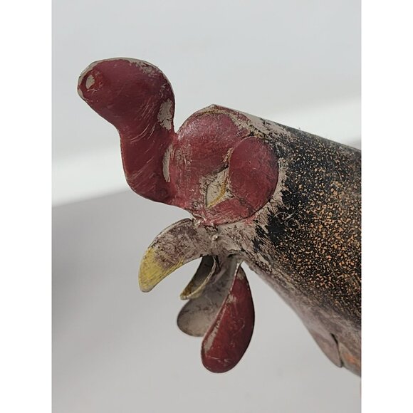 Vintage Rustic Metal Rooster Sculpture Set‎ Of 2 Decorative Farmhouse Décor - Picture 10 of 16